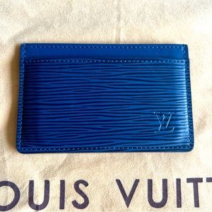 Authentic Retired LOUIS VUITTON Indigo Blue Epi Leather Card Holder / Wallet
